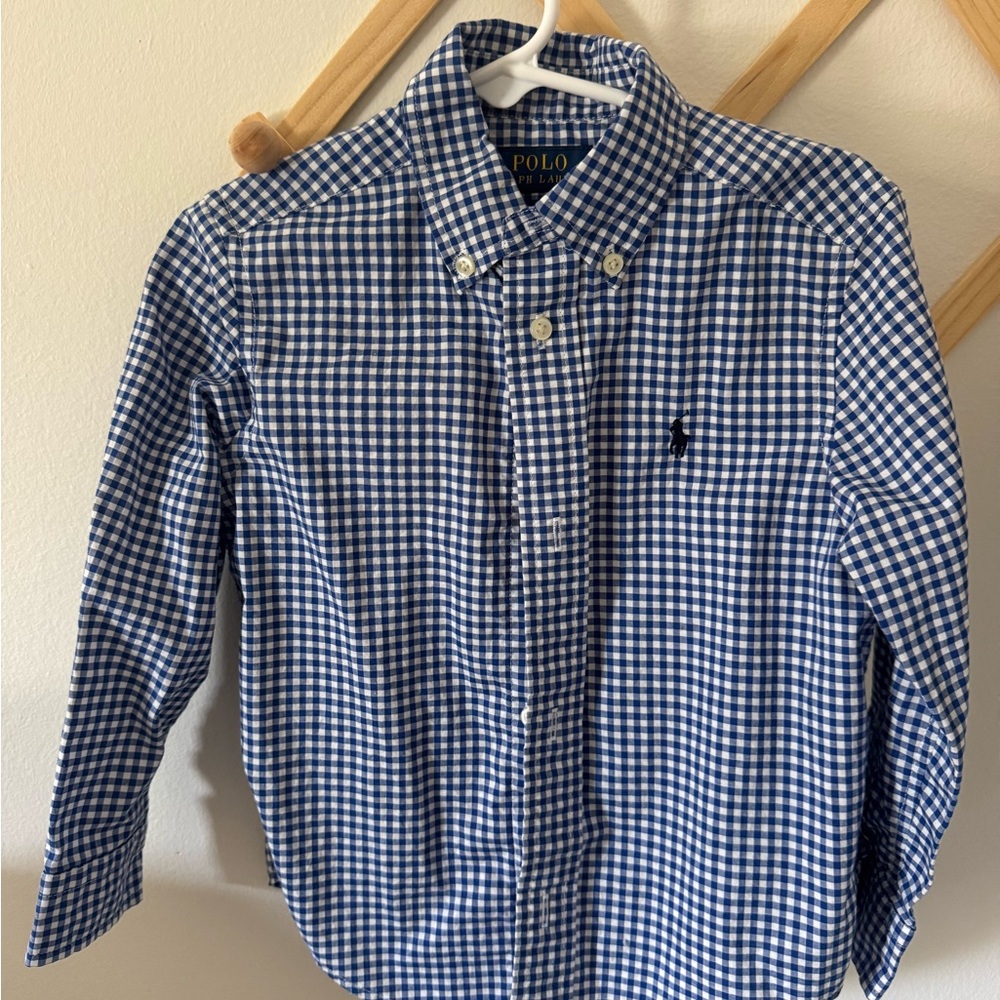 Polo by Ralph Lauren Blue and White Checkered Kids Shirt